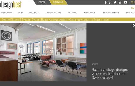 Merci, Designbest Magazin für den Bericht über Buma  Bildschirmfoto 2018 07 04 Um 21 28 27 Buma Möbelklassiker Vintage-Klassiker und Designermöbel Möbel Olten Zürich Schweiz