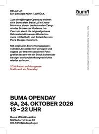 Buma flyer bella lui 26 A6 DRUCK v1 Buma Möbelklassiker Vintage-Klassiker und Designermöbel Möbel Olten Zürich Schweiz